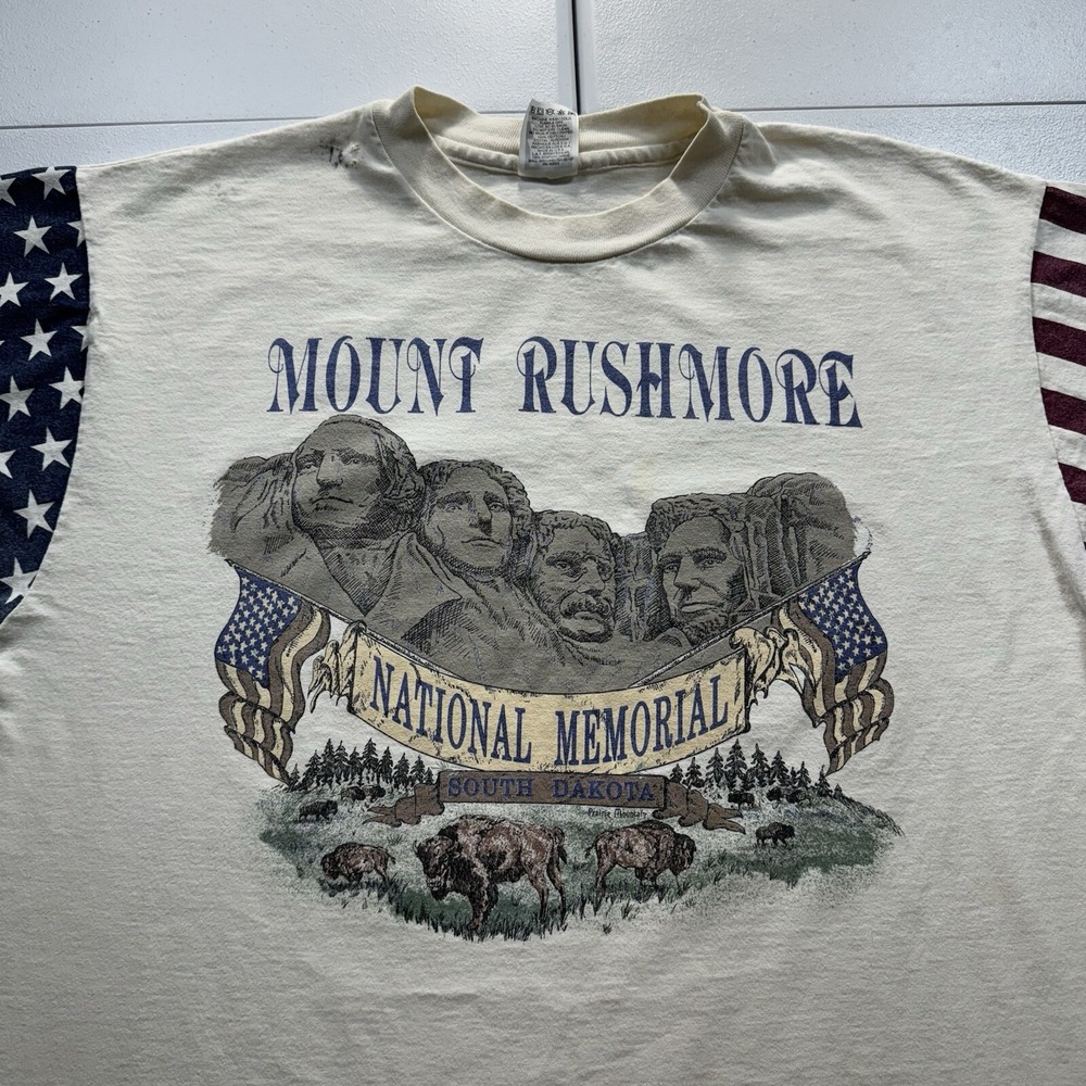 Vintage Mount Rushmore National Memorial T-Shirt Men's XL White American USA 90s